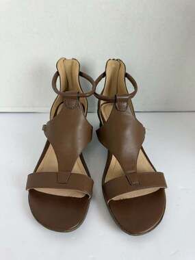 Journee Collection Trayle Wedge Sandals Size 8 Brown Caged Zip
